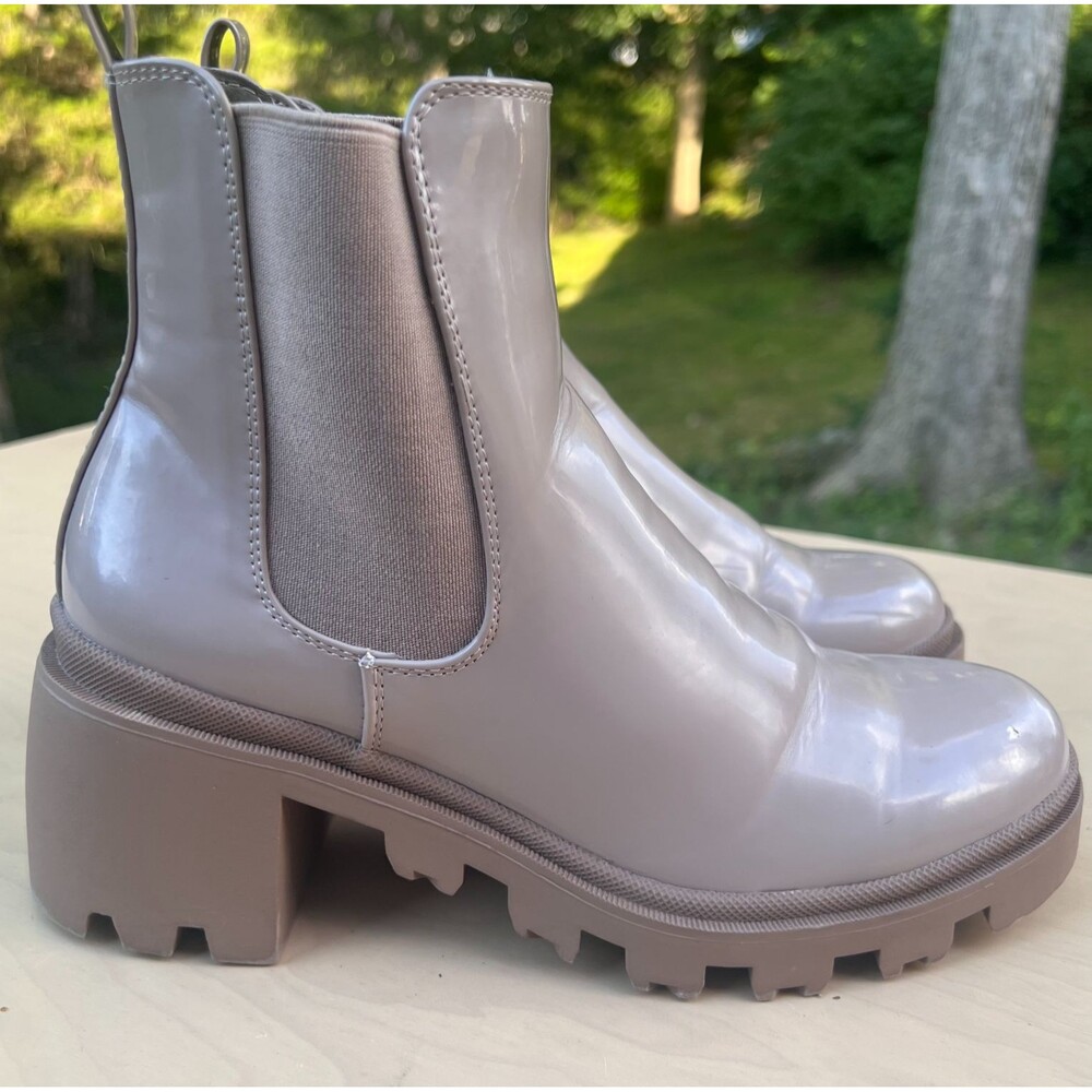 Just Fab Pull On Chelsea Boots Women's Purple Roonie Rain Heel Size 8